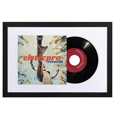 Imagem de eletecpro Moldura para gravação de 40,6 x 61 cm com 2 tapetes de dupla face (preto e branco), molduras de álbum Jukebox para capas de LP de 30 x 30,5 cm, suporte de parede para exibição de disco de