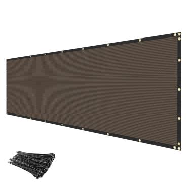 Imagem de INFRANGE Tela de privacidade para cerca resistente marrom 1,6 m x 7,6 m pano de tecido HDPE, bloqueio de visibilidade de 90%, com ilhós, grau comercial resistente, abraçadeiras de zíper incluídas