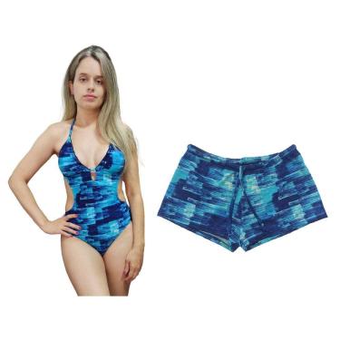 Imagem de Maiô engana mamãe ripple calcinha levanta bumbum bojo removível + short praia