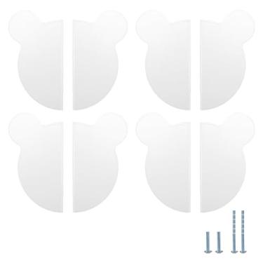 Imagem de Evionlin Conjunto de 4 pares de puxadores de gaveta infantis coloridos semicirculares inspirados em Panda branco - puxadores de armário adoráveis e funcionais para um toque divertido em qualquer