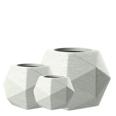 Imagem de JOGO DE 3 VASOS PARA PLANTAS ESFERA DIAMANTE DECORAÇÃO LUXO EM POLIETILENO (AREIA)