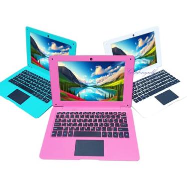 Imagem de Laptop Mini Quad Core de 10 polegadas alimentado por Android 12 Netbook 64 GB pequeno computador com webcam WiFi, Bluetooth, mouse carregador incluído, adequado para crianças e estudantes, 4 opções de