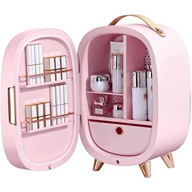 Imagem de Mini geladeira de beleza portátil, refigertor de maquiagem cosmética profissional com espelho para cuidados com a pele