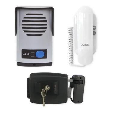 Imagem de Kit Interfone Porteiro Eletrônico Agl Fechadura Elétrica