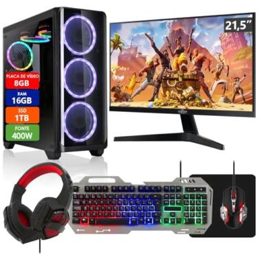 Imagem de PC Gamer Intel Core i5 16GB SSD 1TB Placa de Vídeo RX 580 8GB 256 Bits Monitor 21,5" com Kit Gamer - Fonte 400W Real Strong Tech