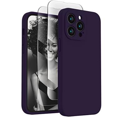 Imagem de FireNova Capa projetada para iPhone 14 Pro, capa de telefone com [proteção da câmera] [2 protetores de tela], forro de microfibra macio anti-riscos no interior, 15,5 cm, roxo