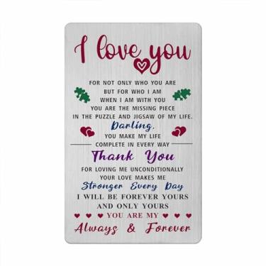 Imagem de Fetiger Presentes Love You para mulheres, presentes de alma gêmea para homens, cartão de aniversário romântico para ela, cartão carteira I Love You para minha namorada