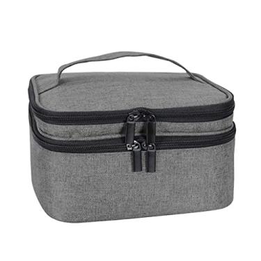 Imagem de Caixa organizadora de 30 frascos para esmaltes | Bolsa de viagem com suporte de óleo essencial | Design de camada dupla com bolsos, faixas elásticas e divisórias | Oxford - Cinza