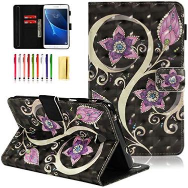 Imagem de UUcovers Capa para Samsung Tab A de 7,0 polegadas, fina e leve de couro PU para despertar/hibernar, capa carteira inteligente com porta-cartões/dinheiro para Samsung Galaxy (SM-T280/SM-T285) - flor de