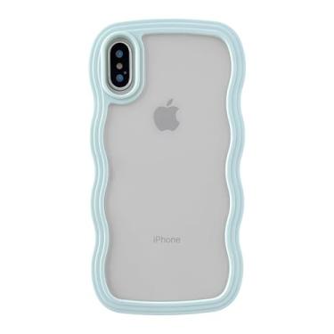 Imagem de Caseative Capa para iPhone X/Xs, linda moldura ondulada encaracolada à prova de choque macia compatível com capa para iPhone (verde, iPhone X/Xs)