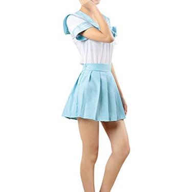 Imagem de Elonglin Uniforme Feminino de Sailor Escolar Japonês Anime Uniforme Marinheiro JK Saia Curta Cosplay G GG