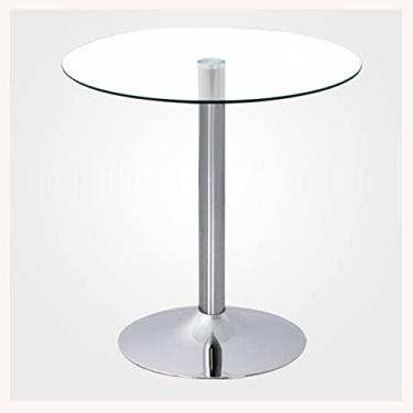 Imagem de Mesa de bar alta mesa de bistrô redonda de vidro com pedestal mesa de jantar de cozinha de vidro 60/70/80 cm circular moderna 2-4 lugares mesa bistrô base cromada