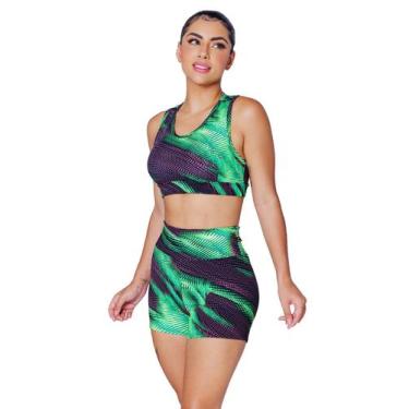 Imagem de Conjunto Estampado Top Fitness + Short Moda Academia Corrida Caminhada