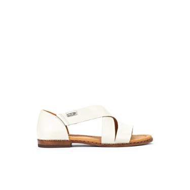 Imagem de PIKOLINOS Sandálias rasteiras de couro Algar para mulheres, Nata, 40