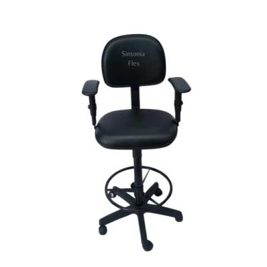 Imagem de Cadeira Secretaria Caixa Alta Braço Regulagem Base Rodízio - Sintonia 