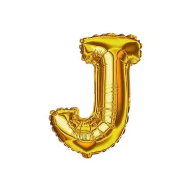 Imagem de Balão Metalizado Dourado Letra Decoração Festa 55 cm  - Alia, Letra J