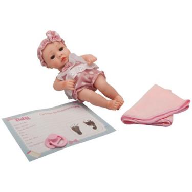 Imagem de Bebê Reborn Mini Lauren Laura Baby 30cm - com Acessórios, Branco, Rosa