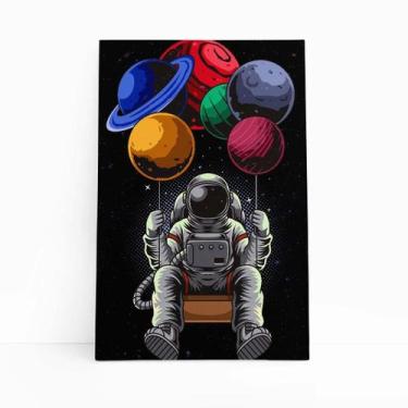 Imagem de Astronauta Balanço Balões Planetas Quadro Canvas 60X40Cm - Plimshop