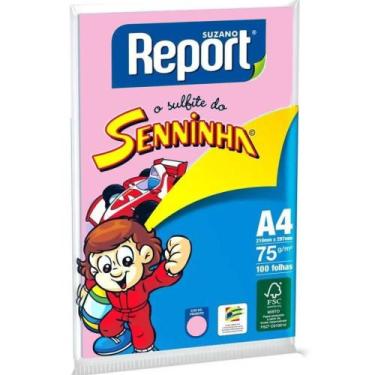 Imagem de Papel Sulfite Senninha A4 75G 100 Folhas Rosa - Report