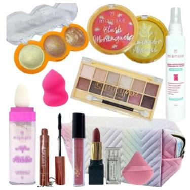 Imagem de Kit Maquiagem Estojo Paleta De Sombra Iluminador Mia Make - Nova Aveni