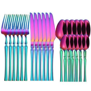 Imagem de Aparelho de Jantar 24 Peças Jogo De Talheres Itens Mesa Posta talheres