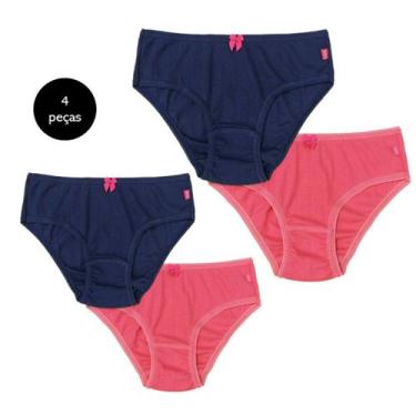 Imagem de Kit 4 Calcinhas Juvenil 100% algodão  Luna Teen 0908, 12, Rosa Escuro+