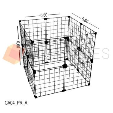 Imagem de Cercadinho Aramado Preto Para Pet - 0,60 X 0,60 X 0,60m - LM Balcoes