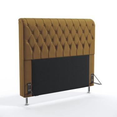 Imagem de Cabeceira Bellatrix 140 Decorativa de Cama Casal N-028 Veludo Marrom C