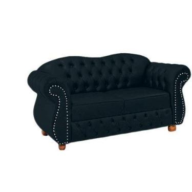 Imagem de Conjunto c/ 2 Namoradeiras Chesterfield Merlo 2 Lugares - Suede Petról
