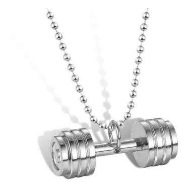 Imagem de Colar Fitness Bodybuilder Academia Aço Com Pingente Anilha - Euro Impo