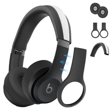 Imagem de SKRVGOJFG Capa de silicone 3 em 1 para fones de ouvido Beats Solo 4, capas protetoras para carcaça/auricular/faixa de cabeça, acessórios protetores de pele - preta