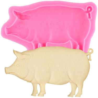 Imagem de XMOLDNMS Moldes de silicone de porco, animais de fazenda, porco, fondant, moldes de chocolate para decoração de bolos, enfeite de cupcake, pasta de goma de doce, polímero