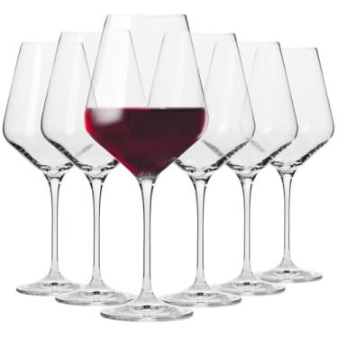 Imagem de Krosno Conjunto clássico de 6 peças de taças de vinho tinto de 470 g, coleção vanguardista, vidro de cristal, aro fino, haste longa, exclusivo, elegante, premium, lavável na lava-louças, feito na