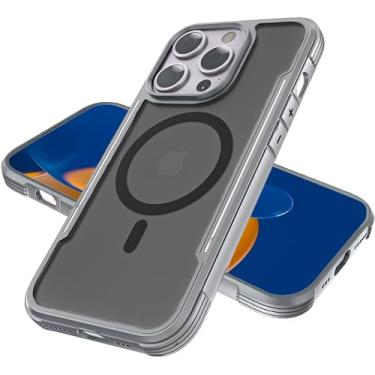 Imagem de YOKEYS Capa magnética para iPhone 15 Pro [testada contra quedas de grau militar e compatível com MagSafe] Capa de celular translúcida fosca à prova de arranhões para iPhone 15 Pro