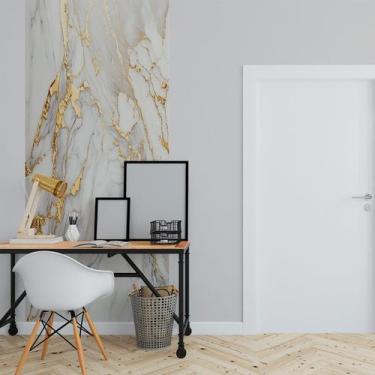 Imagem de Papel de Parede Painel 3D Mármore Branco com Ouro Auto Colante Lavável