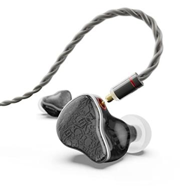 Imagem de BASN Bmaster5 in Ear Monitores, Diafragma 1DLC + 4BA 5 Drivers IEM Fones de ouvido com cabo OFC banhado a prata, fones de ouvido com fio com isolamento de ruído para músicos (preto meia-noite)