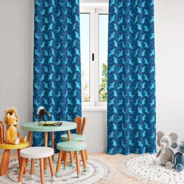 Imagem de Cortina Tecido Oxford Quarto Infantil Nuvens Unicórnio Azul CI20- 280x