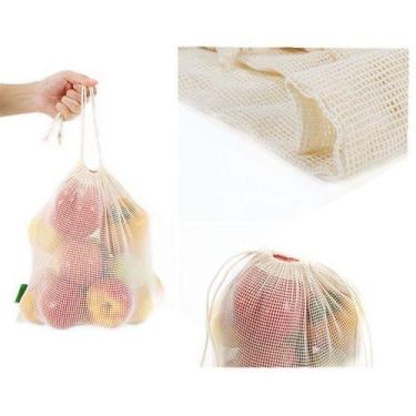 Imagem de Kit 12 Saco De Algodão  Alimentos Frutas Legumes Multiusos - oem
