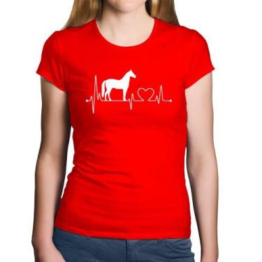 Imagem de Baby Look Algodão Cavalo Batimentos Cardíacos - Foca na Moda, Vermelho