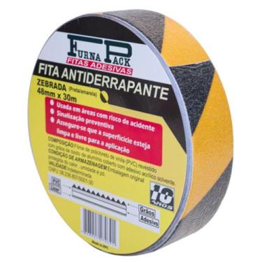 Imagem de Fita Antiderrapante Rolo 48mm x 30m Zebrada Preta e Amarela - FURNAPAC