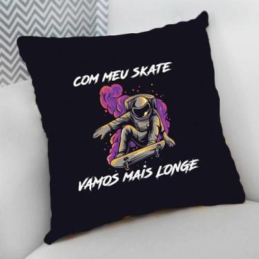 Imagem de Almofada Decorativa Cheia c/ Zíper 40x40 Astronauta Skatista - Deluzz