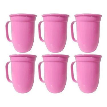 Imagem de 6  Canecas Rosa De  Alumínio 400 Ml - Morganite, Rosa