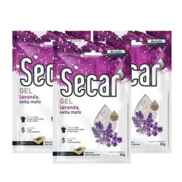 Imagem de Kit 3 Evita Mofo Secar Gel Gavetas 50g Desumidificador De Ar, Lavanda