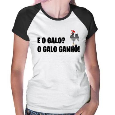 Imagem de Baby Look Raglan E o galo O galo ganhô! - Foca na Moda, Branco, Preto,