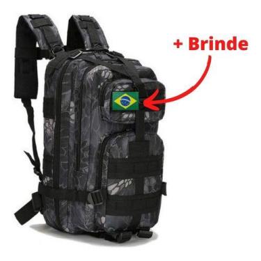 Imagem de Mochila Tática Militar Impermeável Reforçada 30 L - GN, Preto camuflad