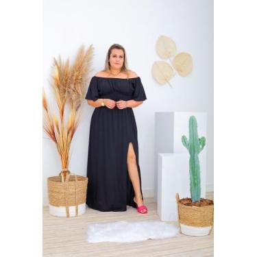 Imagem de Vestido feminino plus size longo moda blogueira manga godê  - Snazzy S