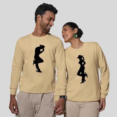 Imagem de Kit 2 Blusas Frio Moletom Careca Sem Capuz Casal Namorados Cowboy - MP