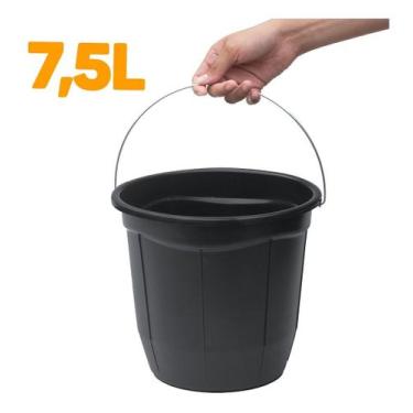 Imagem de Balde De Plástico 7,5l Alça De Metal Limpeza Geral Organização Durável