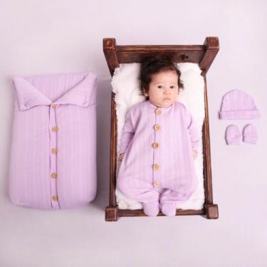 Imagem de Saída De Maternidade Em Tricot Roupinha De Bebê - Asas de Anjo, Roxo