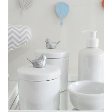 Imagem de Kit Higiene Bebê Porcelana Térmica Quarto K028 Pássaro - Ciranda Arte 